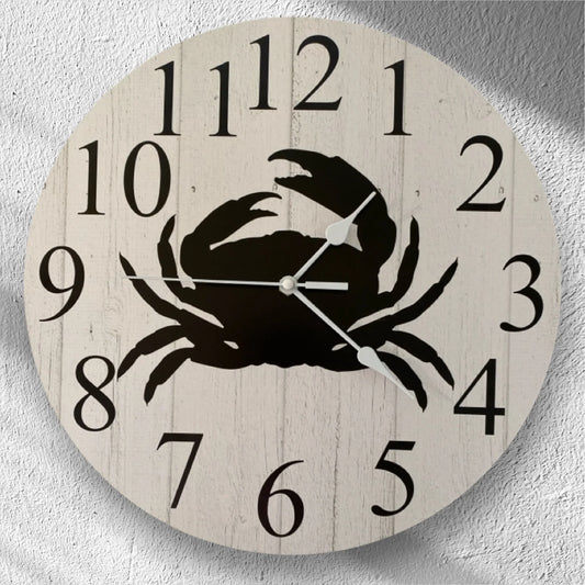 Clock Wall Timber Beach House Crab 30cm or 60cm Aussie Made - The Renmy Store Homewares & Gifts