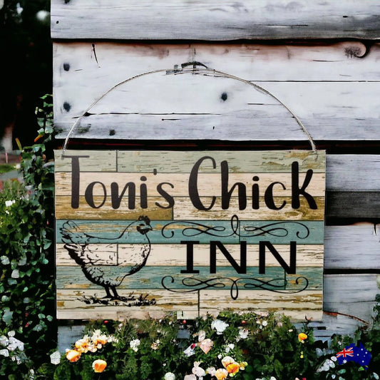 Chicken Chick Inn Custom Personalised Sign - The Renmy Store Homewares & Gifts
