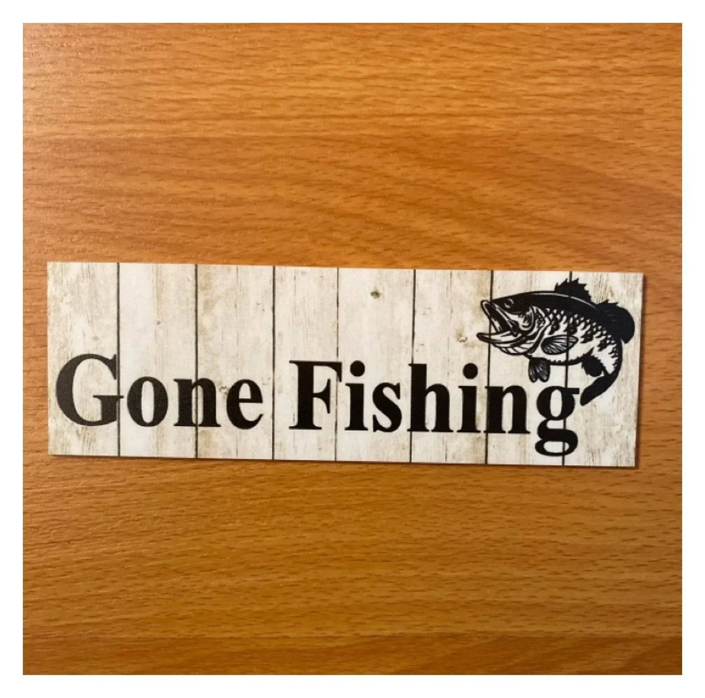 Gone Fishing with Bass Fish Sign - The Renmy Store Homewares & Gifts