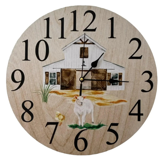 Clock Wall Sheep Chicken Barn Farm Aussie Made - The Renmy Store Homewares & Gifts