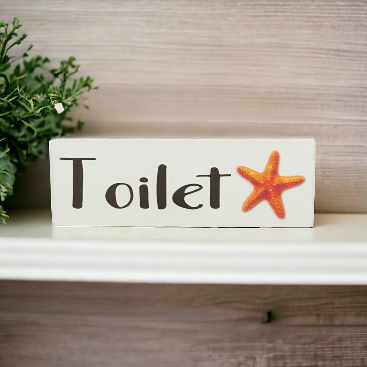 Starfish Orange Beach Door Sign Toilet Laundry Bathroom - The Renmy Store Homewares & Gifts