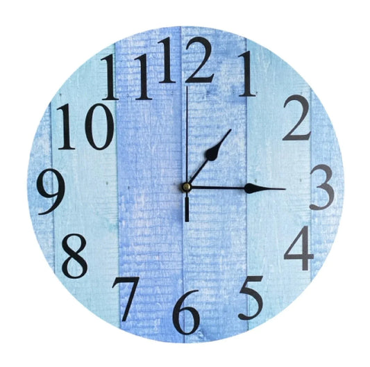 Clock Wall Timber Rustic Blue Aqua 30cm or 60cm Aussie Made - The Renmy Store Homewares & Gifts