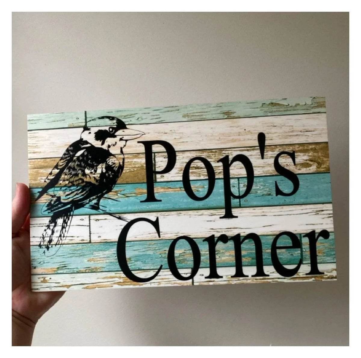 Kookaburra Bird Custom Personalised Blue Sign - The Renmy Store Homewares & Gifts