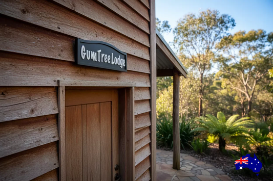 Custom Timber Sign | Personalised Gum Tree Lodge Cabin Retreat | Aussie Made