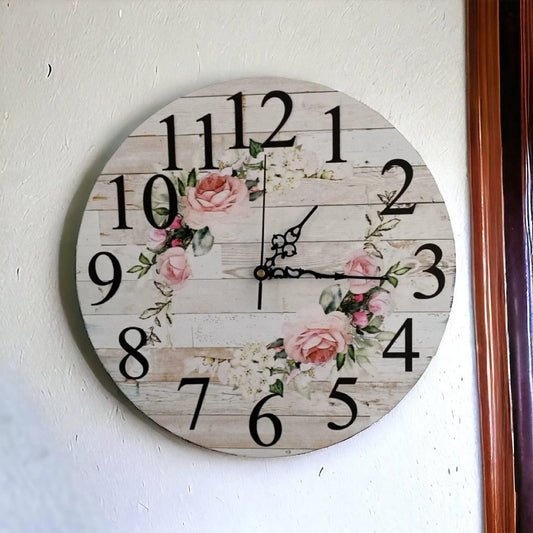 Clock Wall Large 60cm Country French Floral Aussie Made - The Renmy Store Homewares & Gifts
