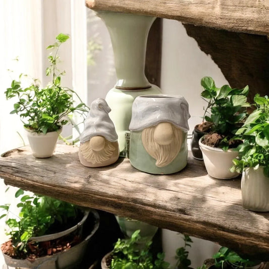 Gnome Set of 2 Pot Planter Plant Garden - The Renmy Store Homewares & Gifts