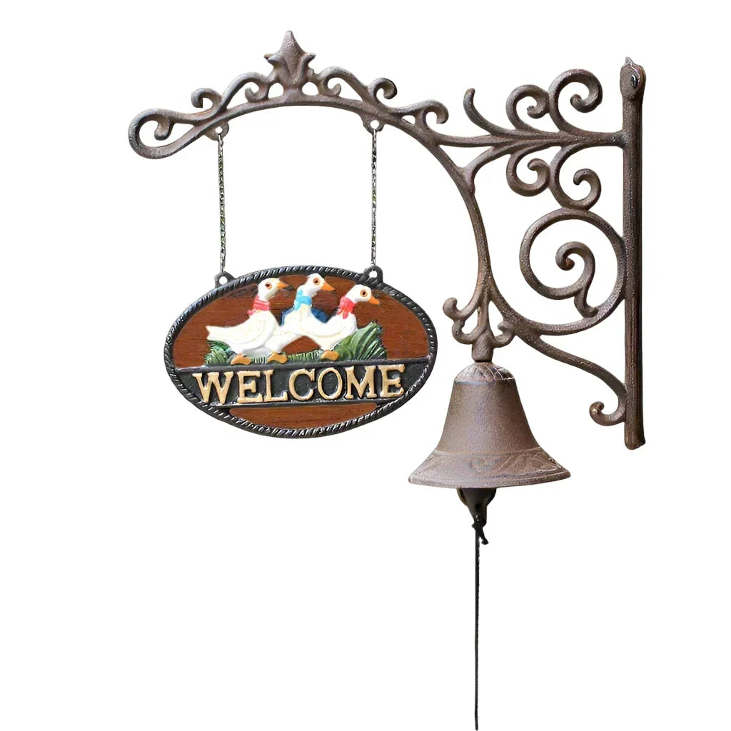 Welcome Doorbell Bell Cast Iron Entrance Duck Family - The Renmy Store Homewares & Gifts