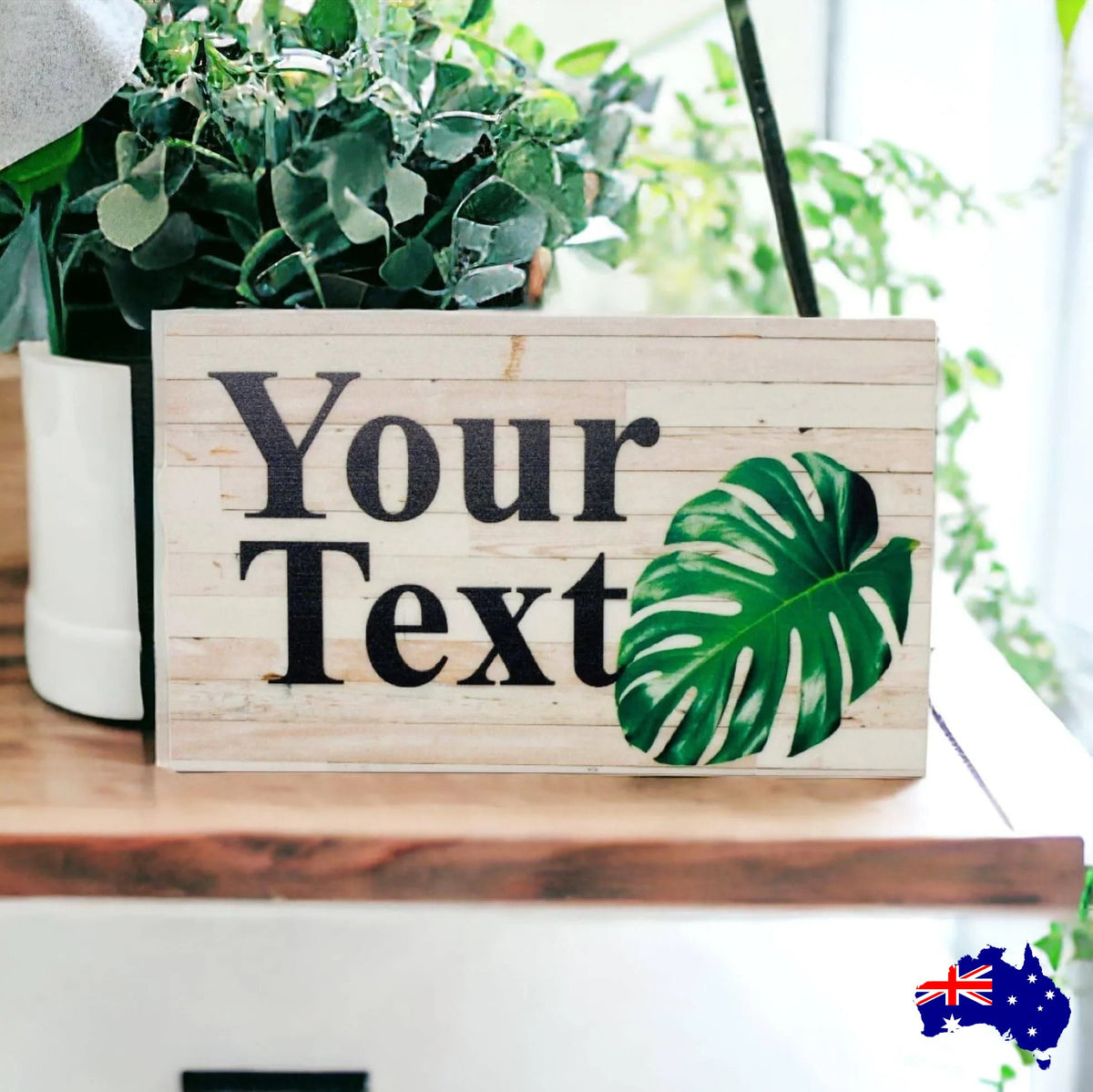 Monstera Leaf Custom Personalised Sign - The Renmy Store Homewares & Gifts