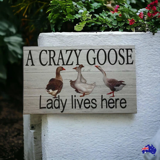 Crazy Goose Geese Lady Lives Here Sign - The Renmy Store Homewares & Gifts