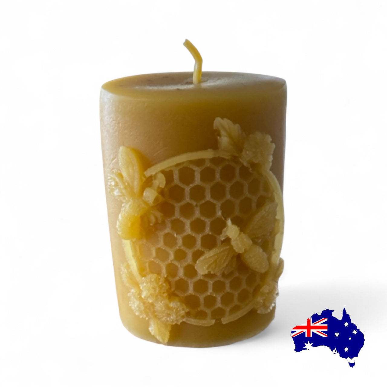 Pure Beeswax Candle Medium Bee Aussie Handmade