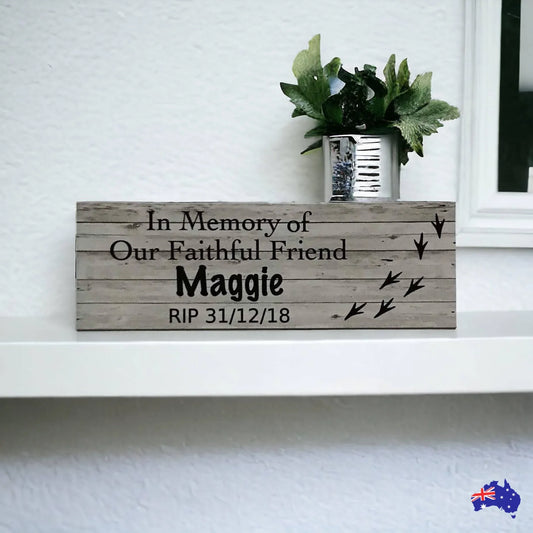 Custom Pet RIP Memorial Name Year Bird White Wash Sign - The Renmy Store Homewares & Gifts