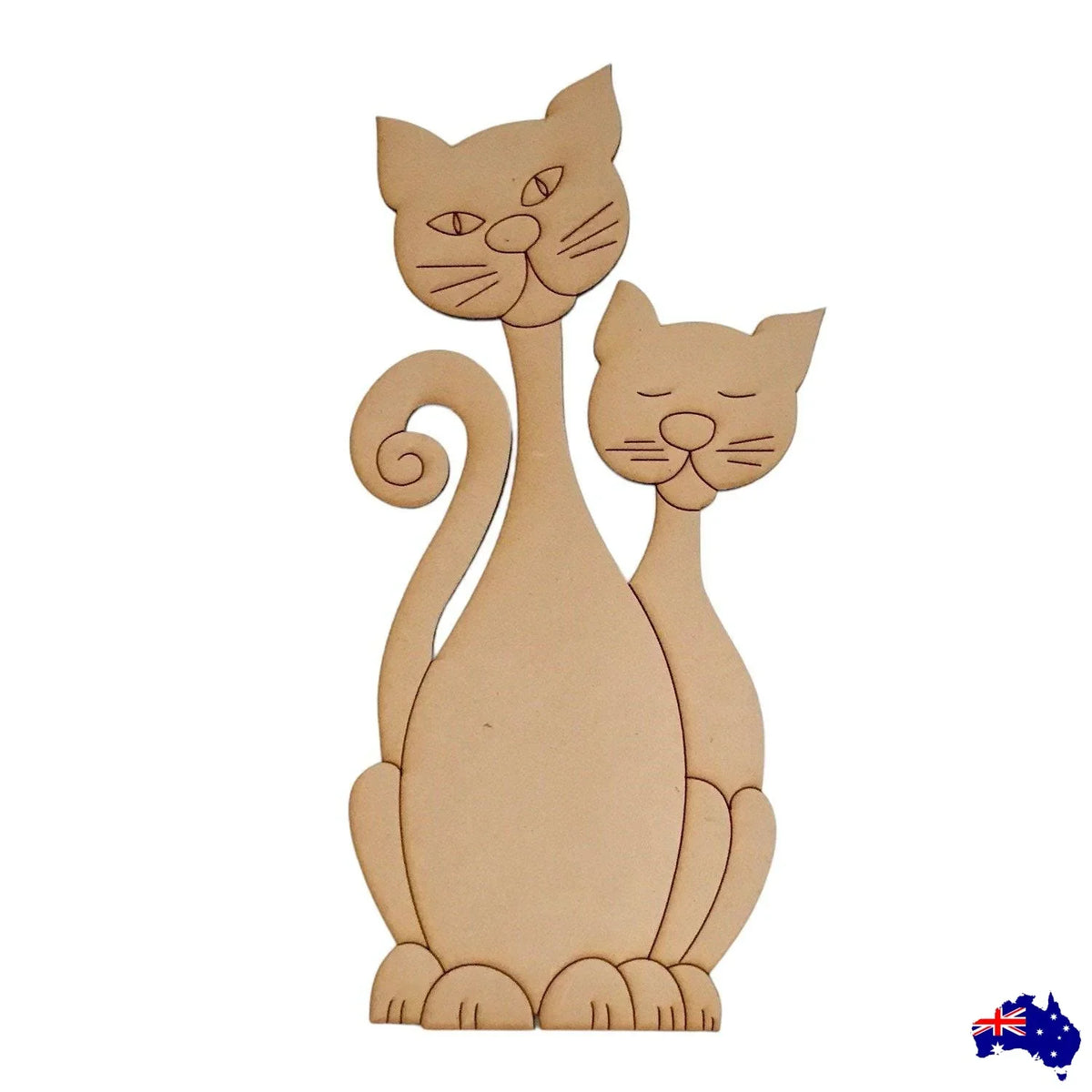 Two Cats Cat Standing DIY Raw MDF Timber - The Renmy Store Homewares & Gifts