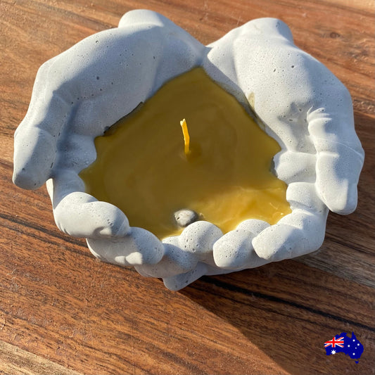 Pure Beeswax Cupped Hands Candle | 100% Natural Toxic Free Boho Spiritual Aussie Made