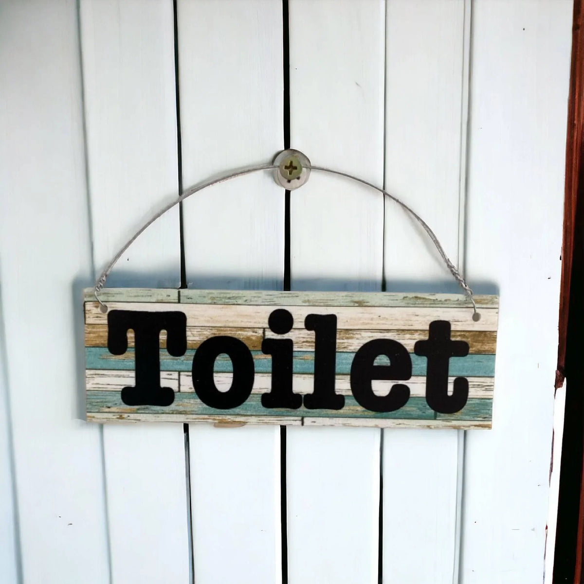 Toilet Laundry Bathroom Rustic Blue Sign - The Renmy Store Homewares & Gifts