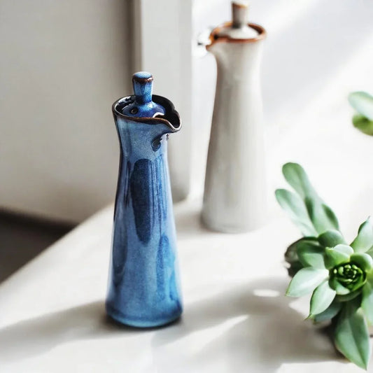 Bottle Jug Liquid Dispenser Ceramic Olive Vinegar - The Renmy Store Homewares & Gifts