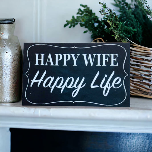 Happy Wife Happy Life Vintage Sign - The Renmy Store Homewares & Gifts 