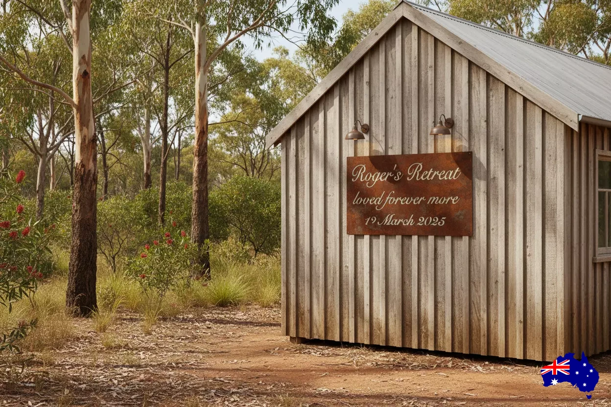 Custom Retreat Property Sign - Personalised Rusty Metal Steel Sign - Australian Made