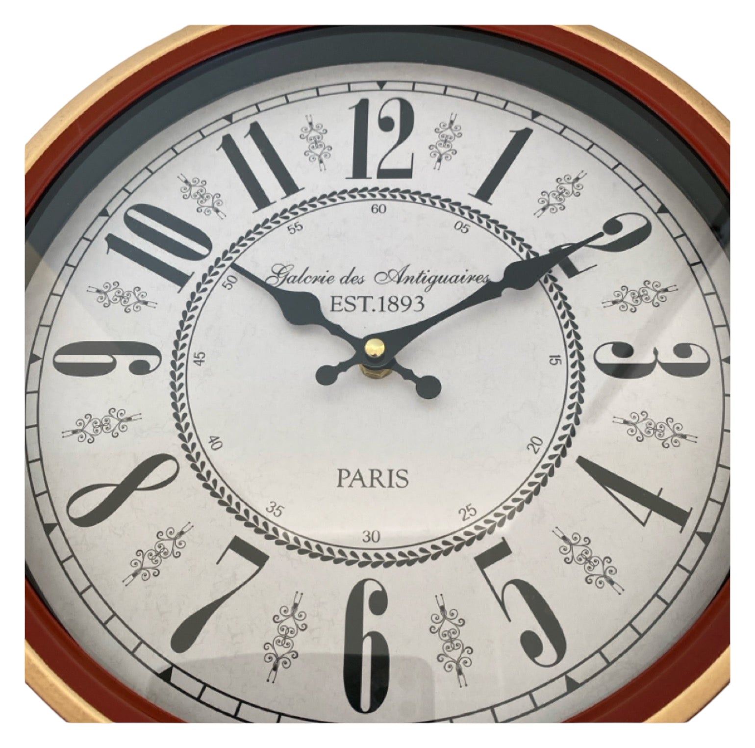 Clock Wall Vintage Dark Red Gold - The Renmy Store Homewares & Gifts 