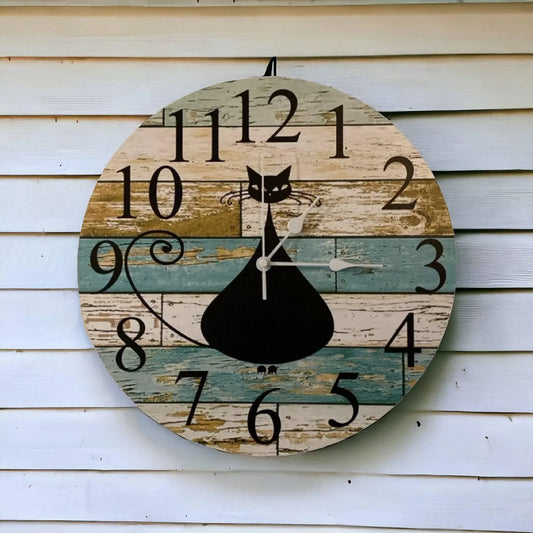 Clock Wall Cat Kitty Aussie Made - The Renmy Store Homewares & Gifts