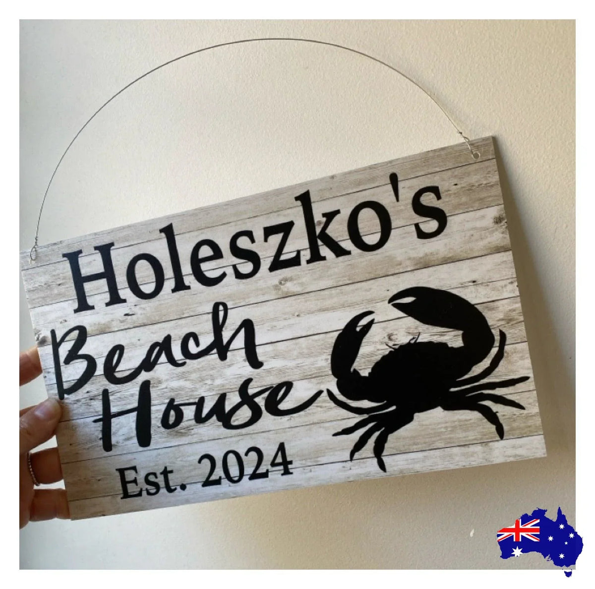 Beach House Est. Custom Name Crab Sign - The Renmy Store Homewares & Gifts
