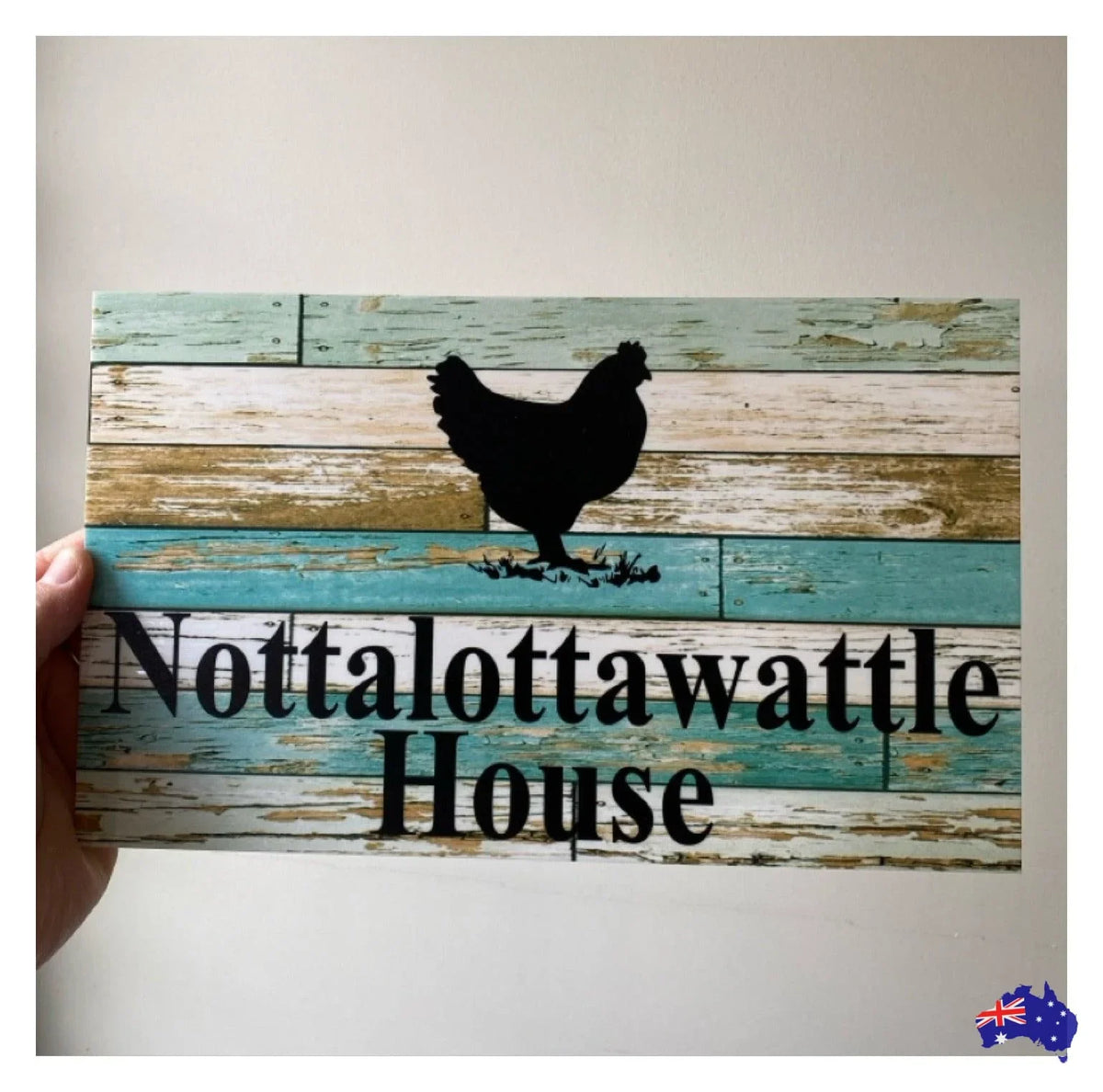 Chicken Hen Custom Personalised Sign Rustic Blue - The Renmy Store Homewares & Gifts