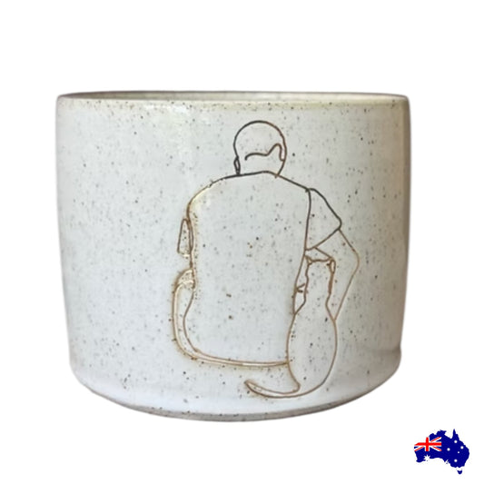 Handmade Man Cat Ceramic Cup Mug | Aussie Made Wolf and Clay Cat Gift