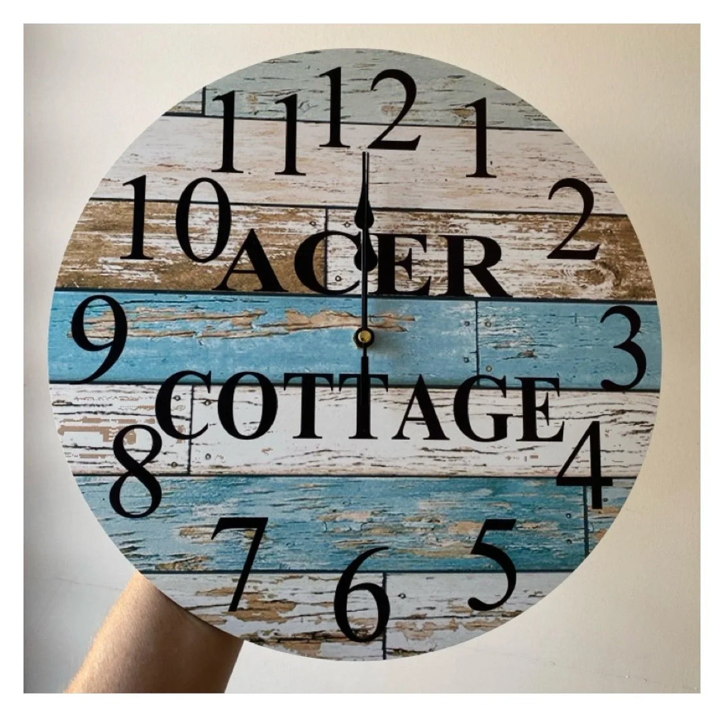 Clock Wall Wooden Blue Custom Personalised Aussie Made - The Renmy Store Homewares & Gifts