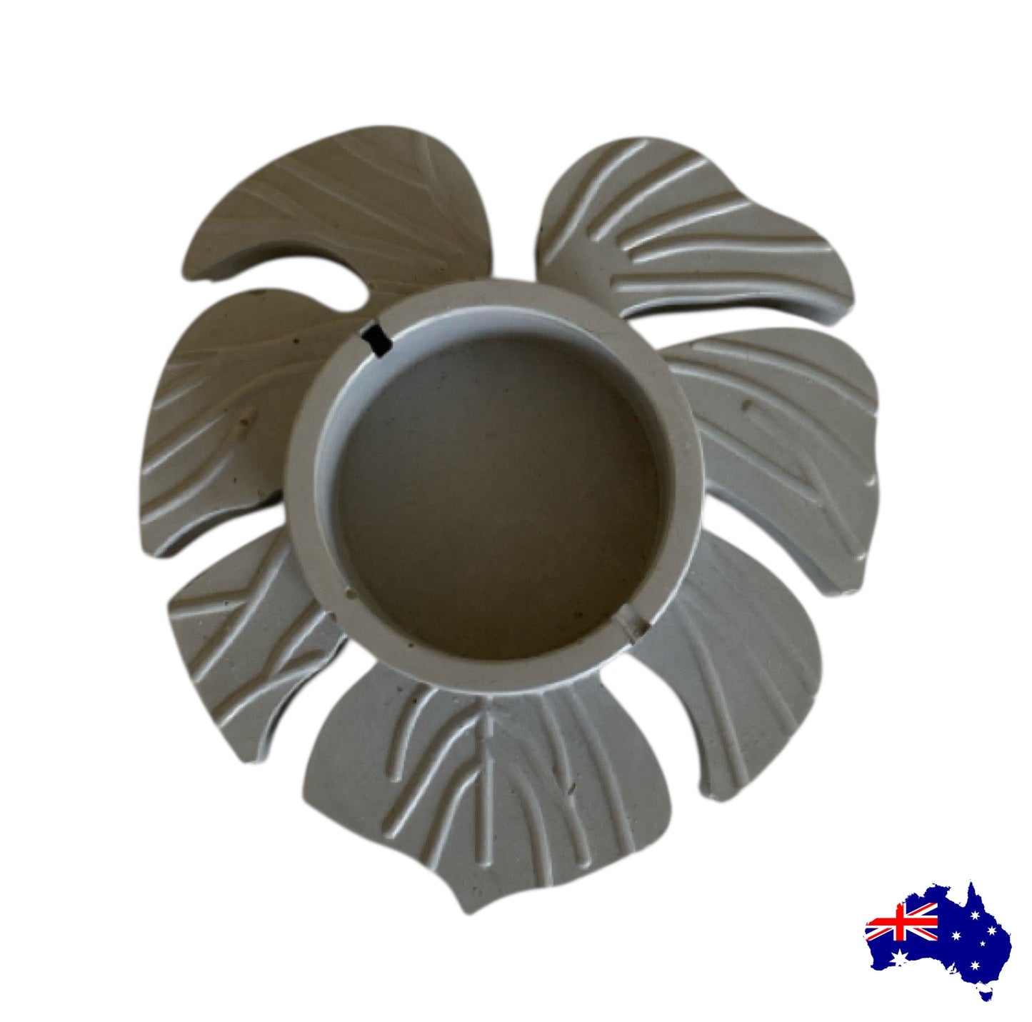 Candle Holder Monstera Tropical Leaf Aussie Handmade Concrete