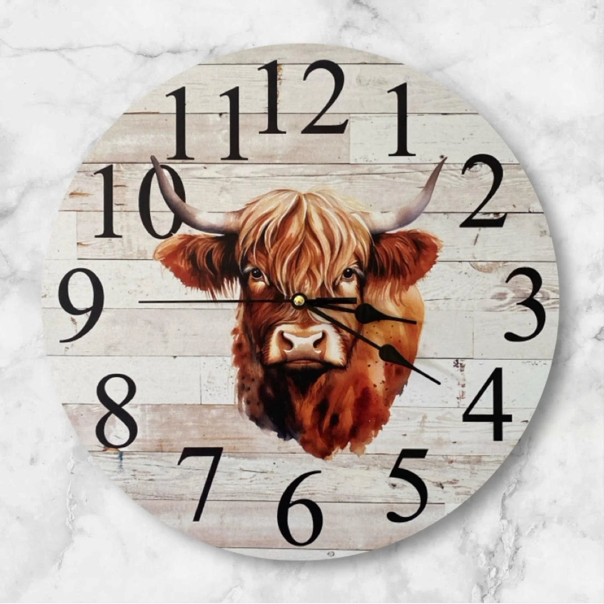Clock Wall Cow Highland 30cm or 60cm Aussie Made - The Renmy Store Homewares & Gifts