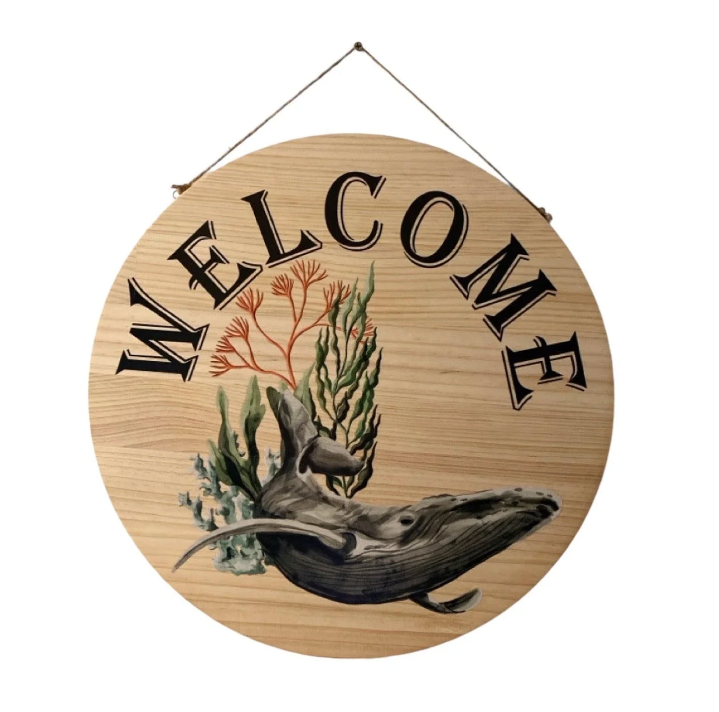 Welcome Whale Coastal Beach House Wood Sign - The Renmy Store Homewares & Gifts