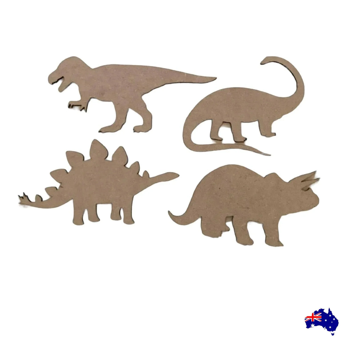 Dinosaur Set of 4 Timber MDF Raw DIY - The Renmy Store Homewares & Gifts