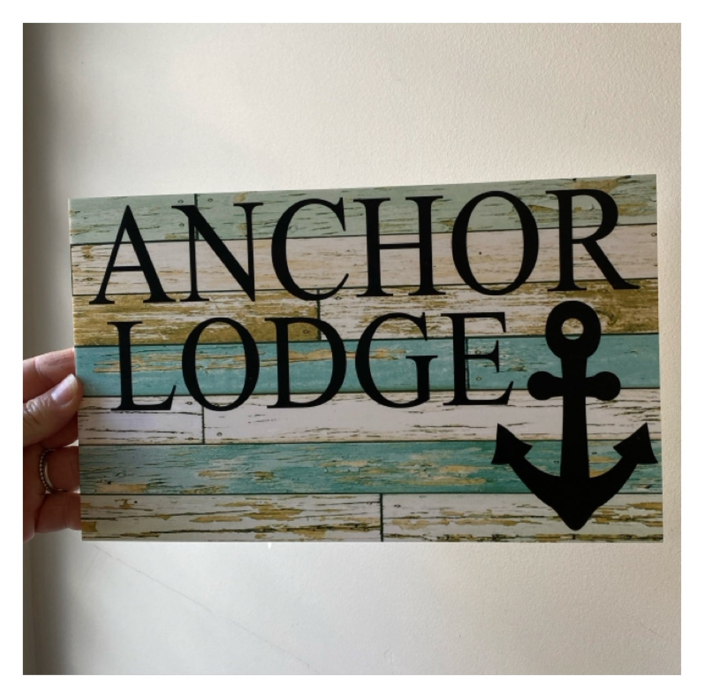 Anchor Nautical Blue Your Text Custom Wording Sign