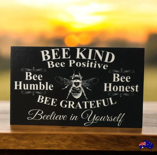 Bee Kind Positive Humble Honest Grateful Believe Garden Sign - The Renmy Store Homewares & Gifts
