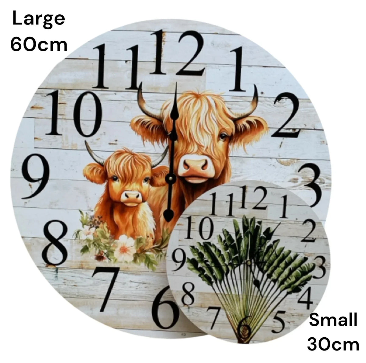 Clock Wall Cow Highland 30cm or 60cm Aussie Made - The Renmy Store Homewares & Gifts