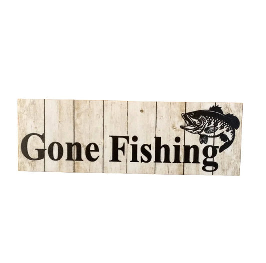 Gone Fishing with Bass Fish Sign - The Renmy Store Homewares & Gifts
