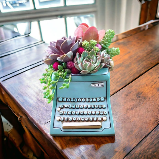 Writer Blue Funky Pot Plant Small - The Renmy Store Homewares & Gifts