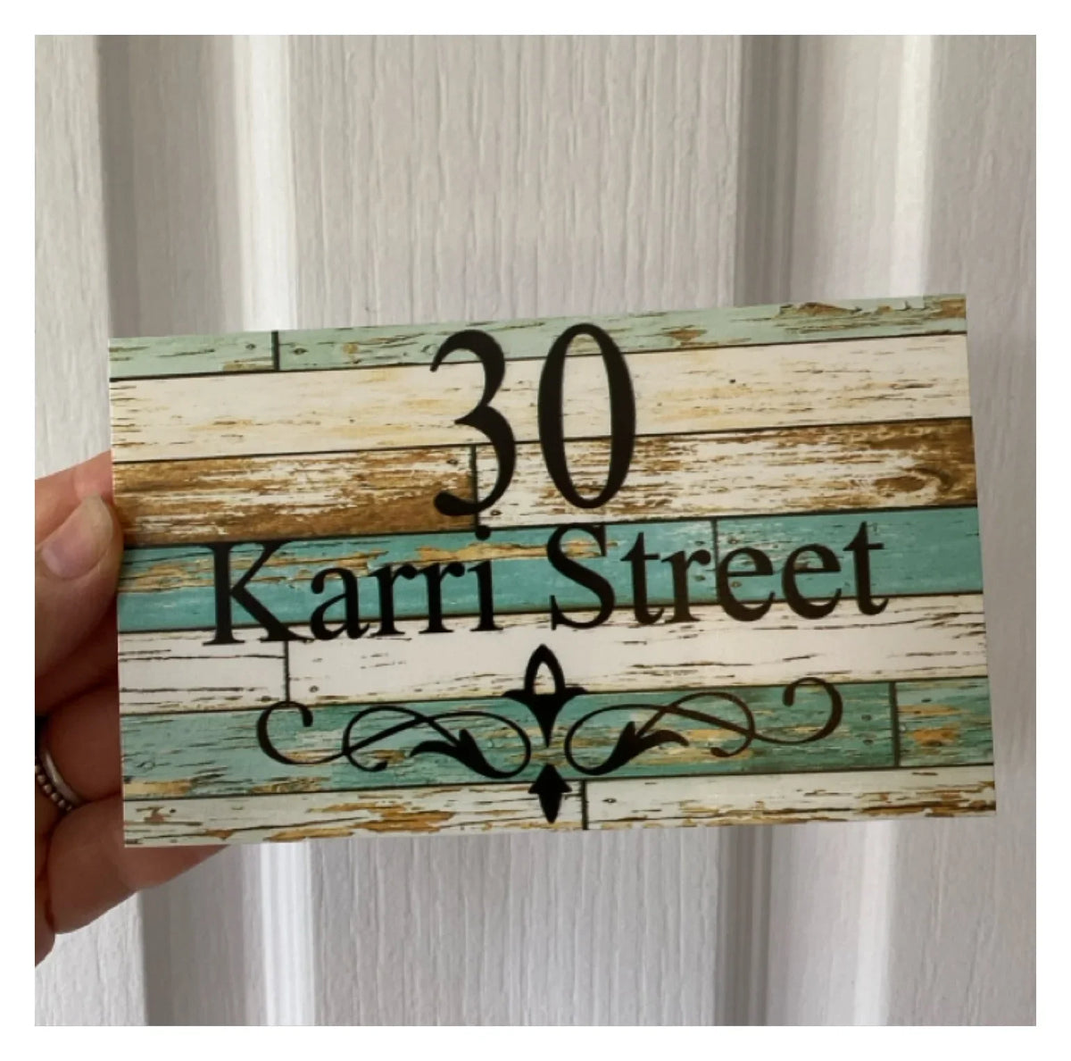 Personalised Street Number Address House Rustic Blue Sign - The Renmy Store Homewares & Gifts