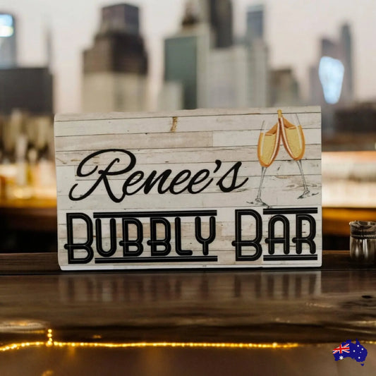 Champagne Bubbly Bar Custom Personalised Sign - The Renmy Store Homewares & Gifts