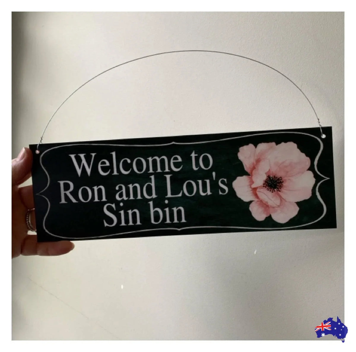 Custom Personalised Vintage Black Pink Flower Sign - The Renmy Store Homewares & Gifts
