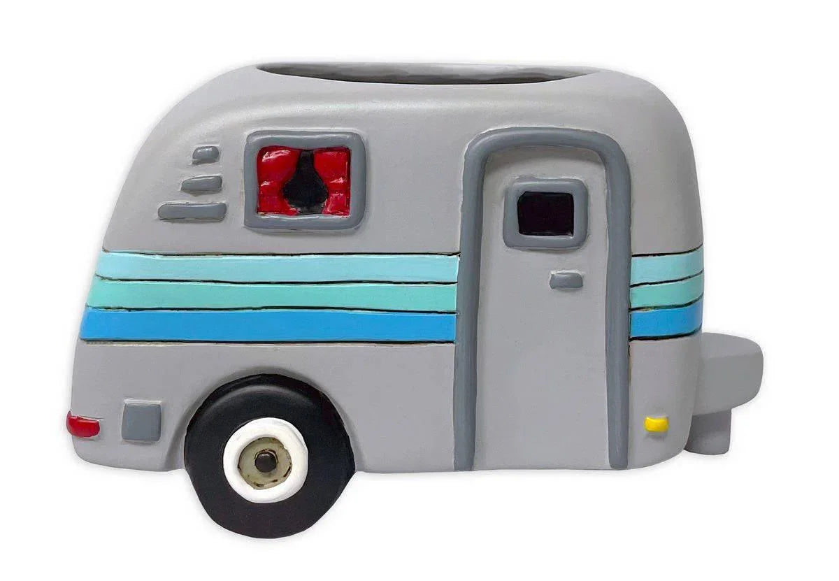 Caravan Happy Camper Grey Pot Plant Planter Small - The Renmy Store Homewares & Gifts