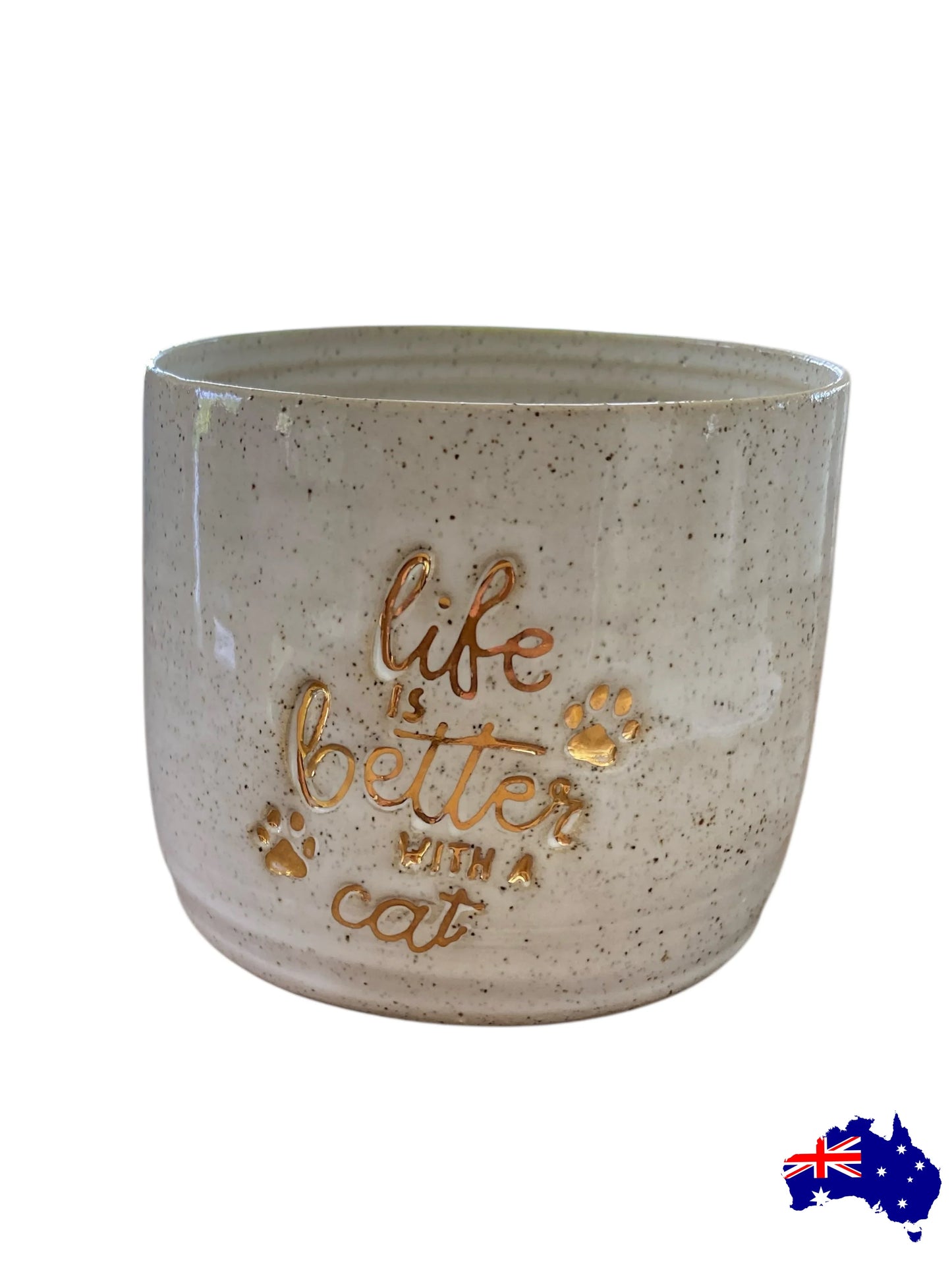 Mug Cup Life Is Better Cat Pottery Ceramic Aussie Made