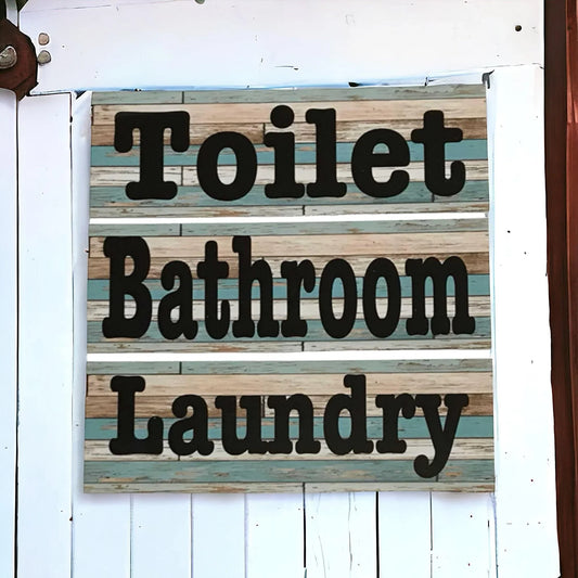 Toilet Laundry Bathroom Rustic Blue Sign - The Renmy Store Homewares & Gifts