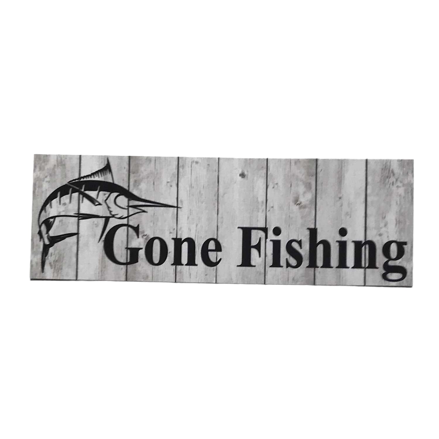 Gone Fishing with Marlin Fish Grey Sign - The Renmy Store Homewares & Gifts 