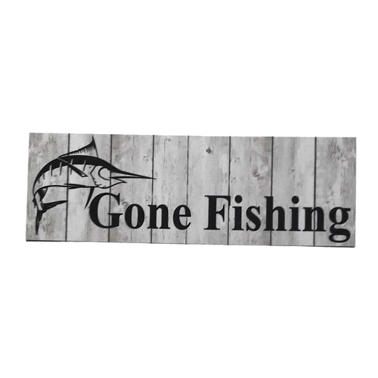 Gone Fishing with Marlin Fish Grey Sign - The Renmy Store Homewares & Gifts