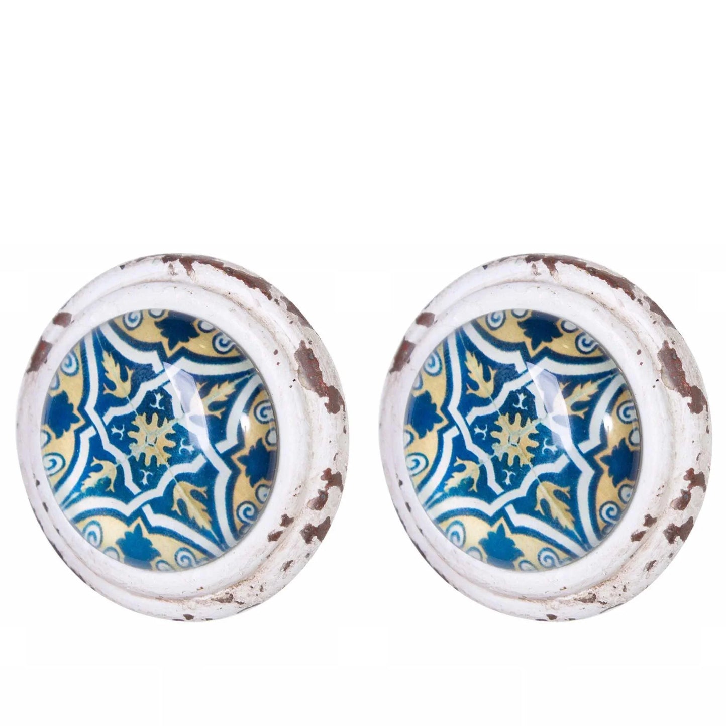 Knob Draw Pull Set x2 White Rustic Eos - The Renmy Store Homewares & Gifts