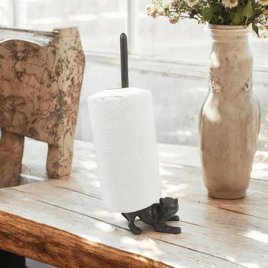 Paper Towel Holder Cat Cast Iron - The Renmy Store Homewares & Gifts