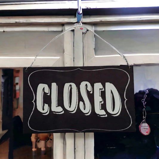 Open Closed Hanging Retro Vintage Black Shop Sign - The Renmy Store Homewares & Gifts