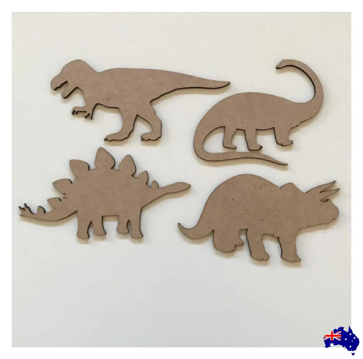 Dinosaur Set of 4 Timber MDF Raw DIY - The Renmy Store Homewares & Gifts