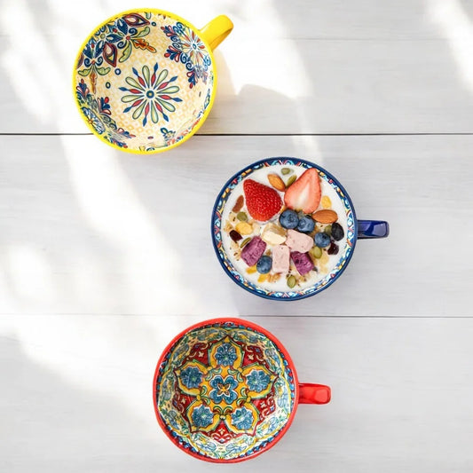 Cup Mug Colourful Hand Painted Bohemian - The Renmy Store Homewares & Gifts