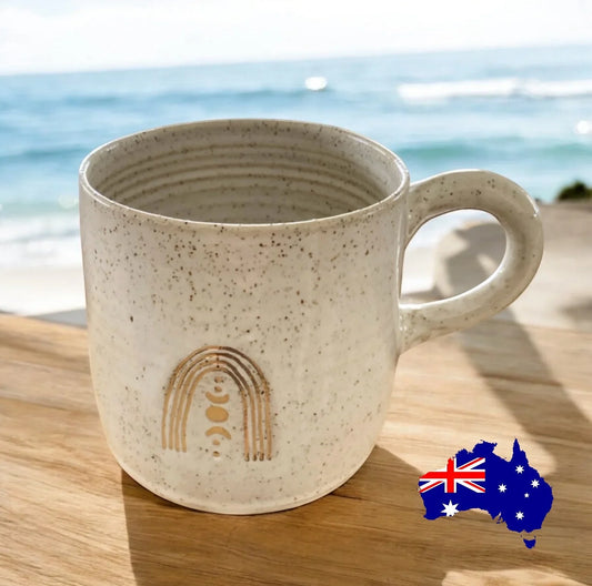 Mug Cup Rainbow Moon Pottery Ceramic Aussie Made - The Renmy Store Homewares & Gifts